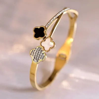 Gold Plated White Cubic Zirconia Bangle Bracelet